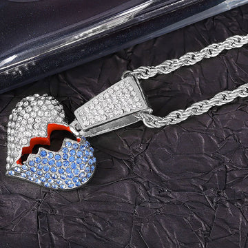 Bling Broken Heart Necklace Pendant
