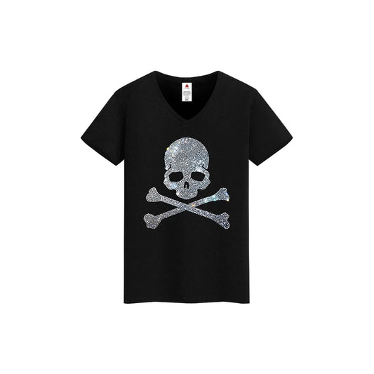 Rhinestone Pirates Skull T-shirt