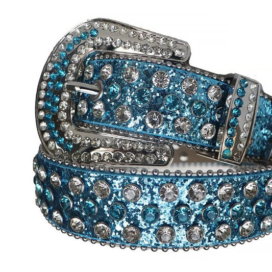 Rhinestone Diamond And Blue Belt With Blue Glitter strap
