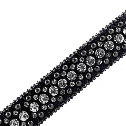 Rhinestone Black Strap With Crystal Studded Belt