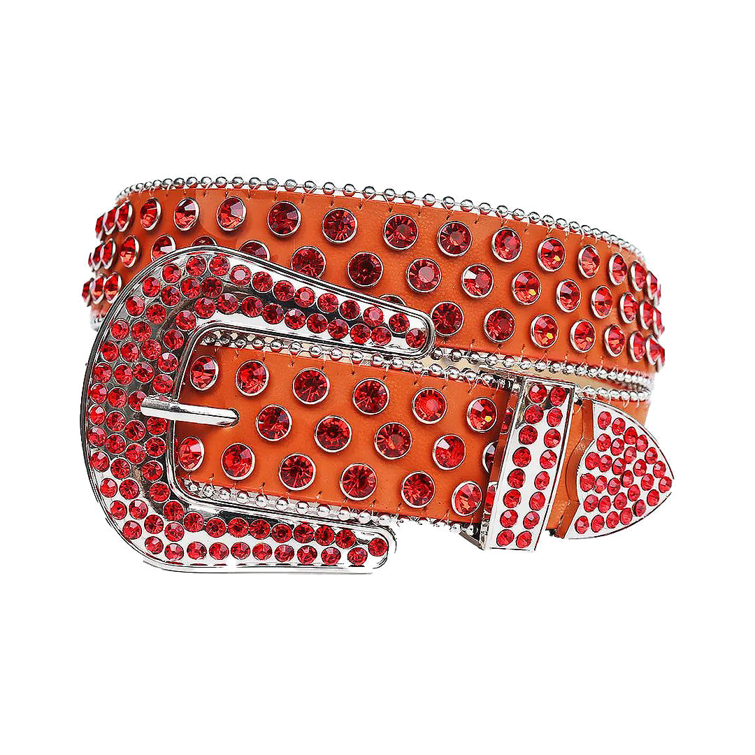 Rhinestone Red Belt With Orange Strap