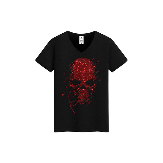 Rhinestone Hot Drill Skull T-shirt