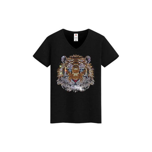 Rhinestone Tiger Print T-shirt