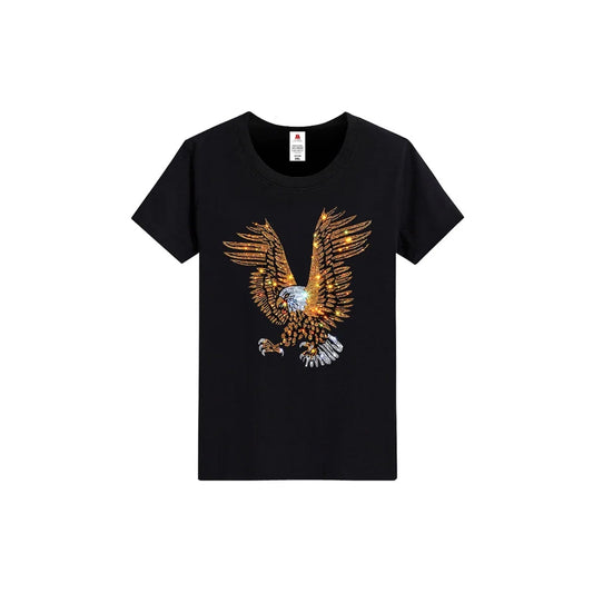 Rhinestone Eagle Print T-shirt