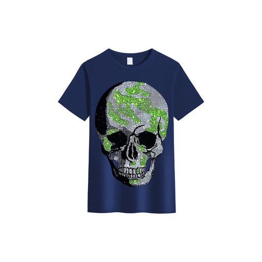 Rhinestone Skull Blue T-shirt