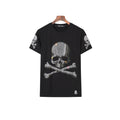 Rhinestone Skull With Bone Black T-shirt