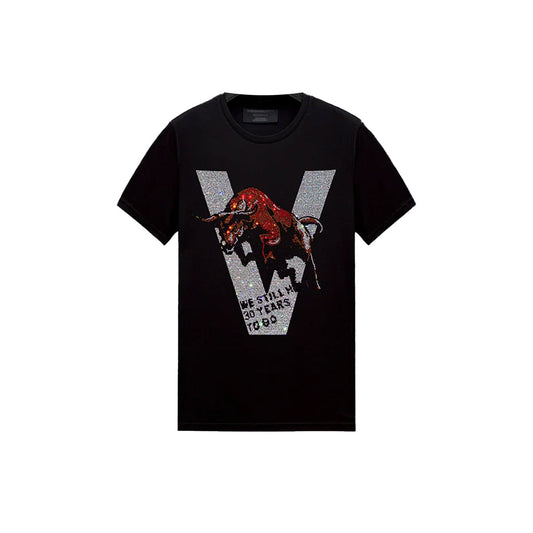 Rhinestone Fighter Bull T-shirt