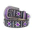 Rhinestone Purple Sapphire Belt With Black Glitter Strap