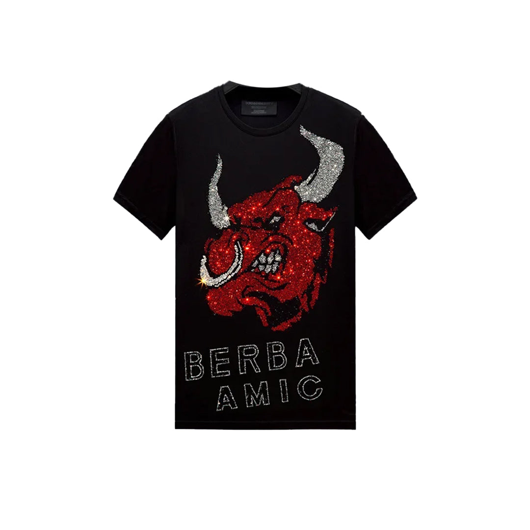 Rhinestone Bull Printed T-shirt