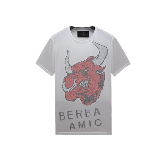 Rhinestone Bull Printed T-shirt